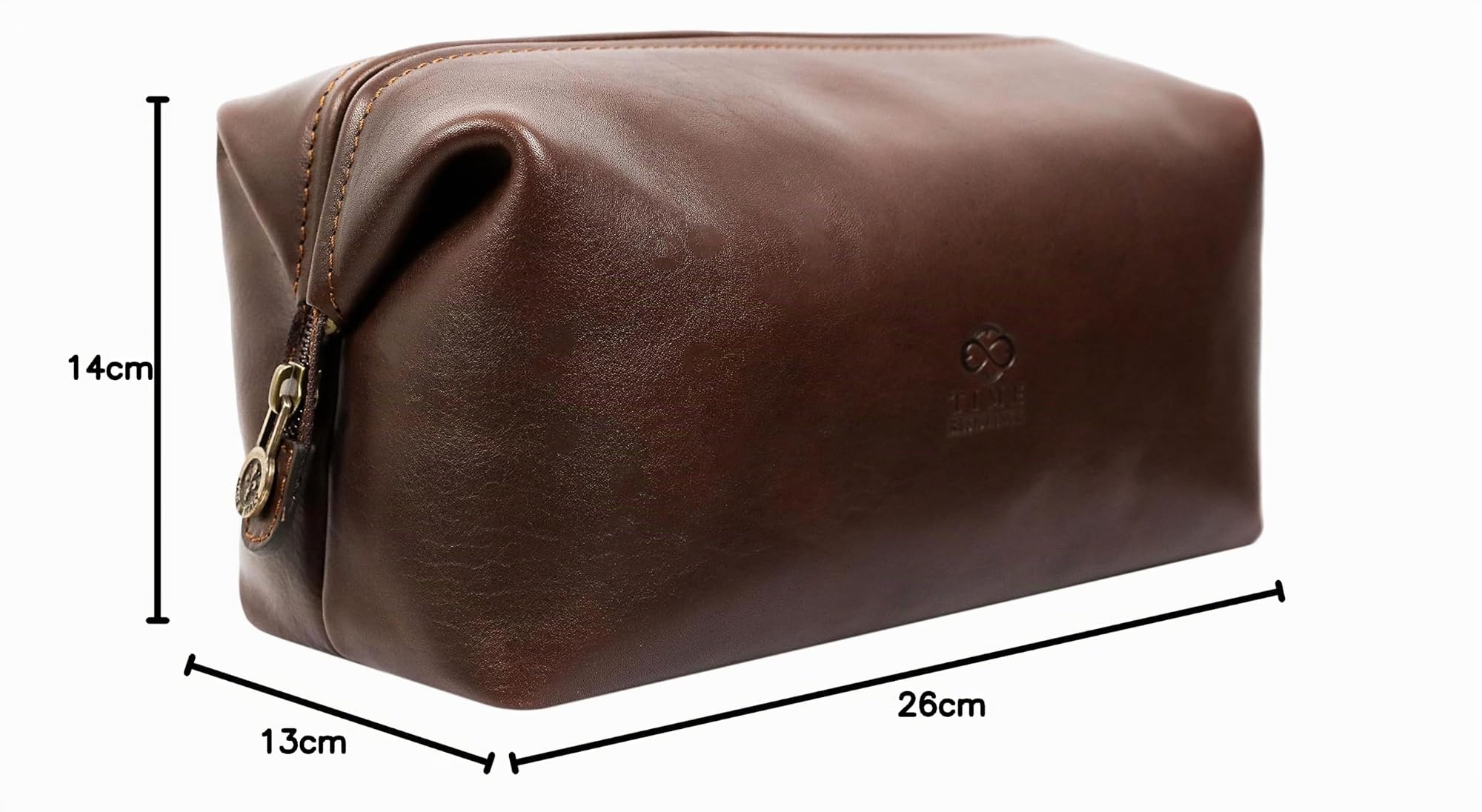 Beauty Case Uomo Pelle Realizzato in Italia da Esperti Artigiani – Beauty da Viaggio, Apertura Ampia – Borsa da Toilette da Viaggio – Time Resistance