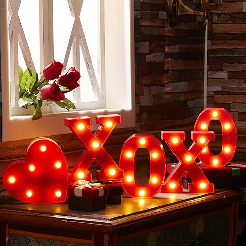 Miniatura 3 de Letrero con luces LED para el día de San Valentín, decoración de mesa, letras iluminadas a pilas para el hogar, bares, fiestas, dormitorio,