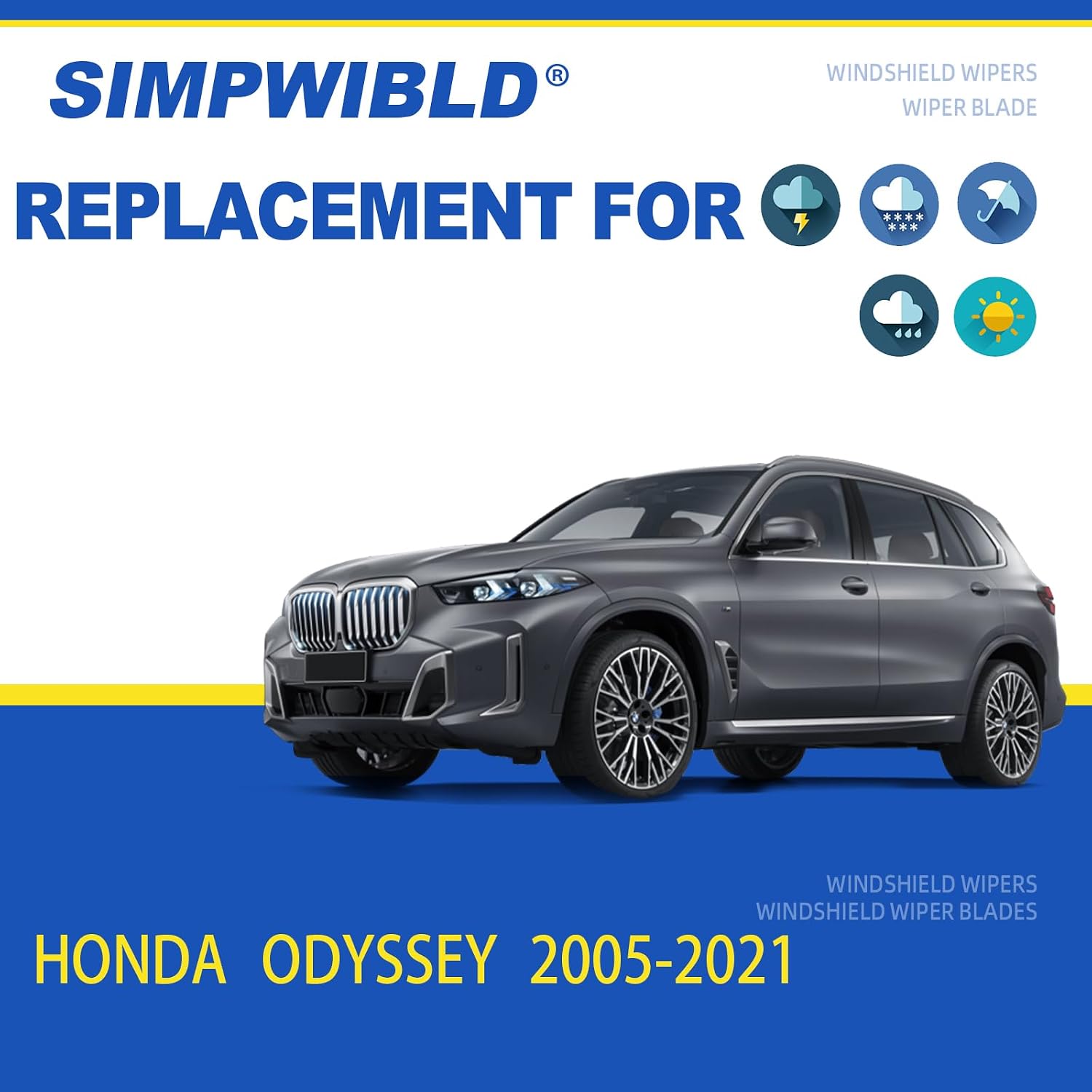 SIMPWIBLD 3 wipers Replacement for 2005-2020 Honda Odyssey Windshield Wiper Blades Original Equipment Replacement 26"+22"+16" (Set of 3) U/J HOOK
