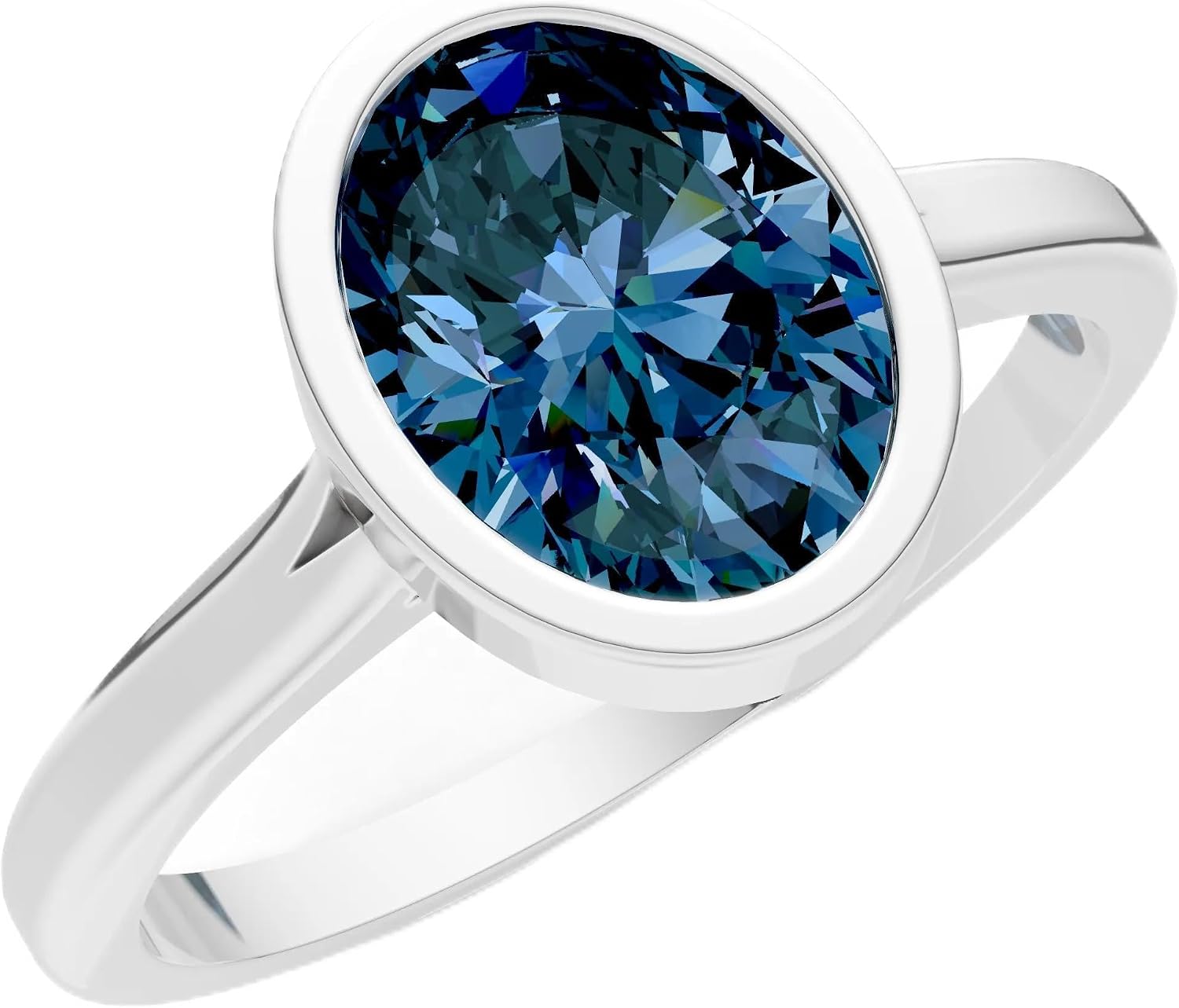 PEORA Oval Cut Alexandrite Solitaire Band Available in Solid 10K, 14K or 18K Ring – White, Yellow or Rose Gold