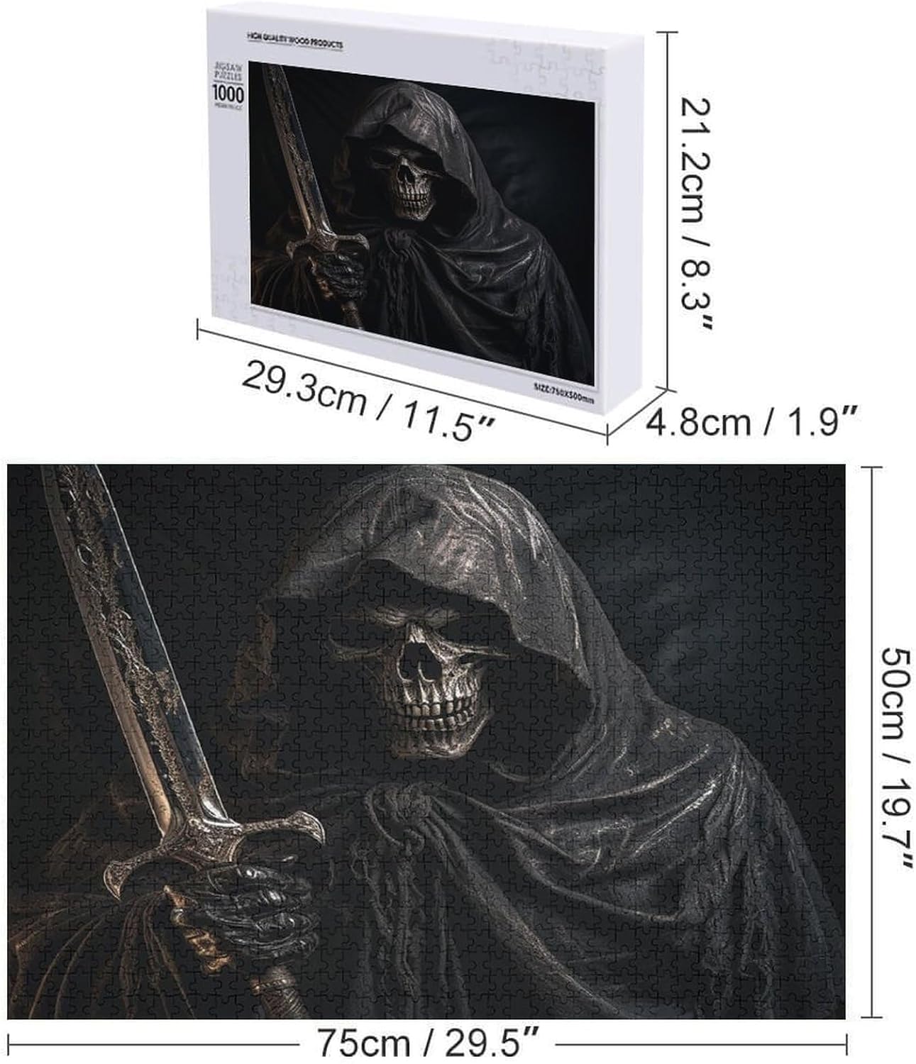 Wooden Puzzle for Adults, Suitable for Home Use, Skeleton in Robe Printed, Perfect Match