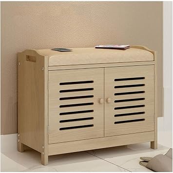 Shoe Racks Shoe Rack 2-Tier Shoe Rack Bench Shoe Storage Organizer Pantry Cabinets with Door,for Entryway, Living Room Living Room(Light Wood,60cm)