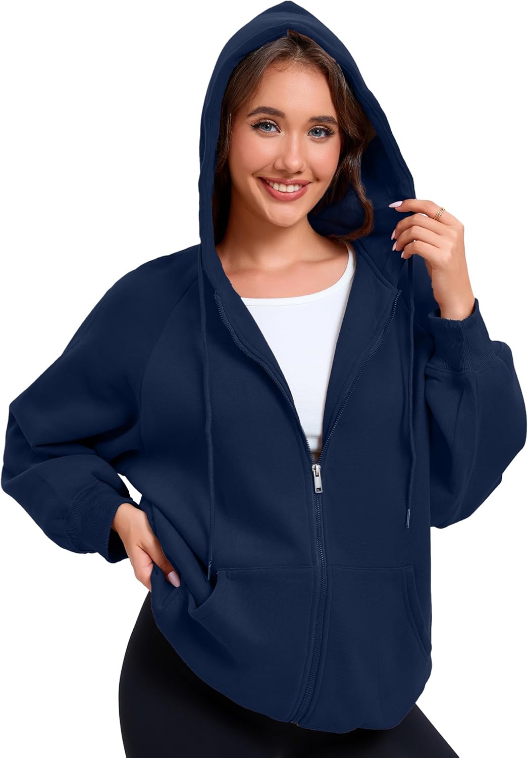 Oyamiki Zip Up Hoodie Women Oversized Sweatshirt Trendy Casual Tops Fashion Fall Outfits Jackets with Pockets - Image 4