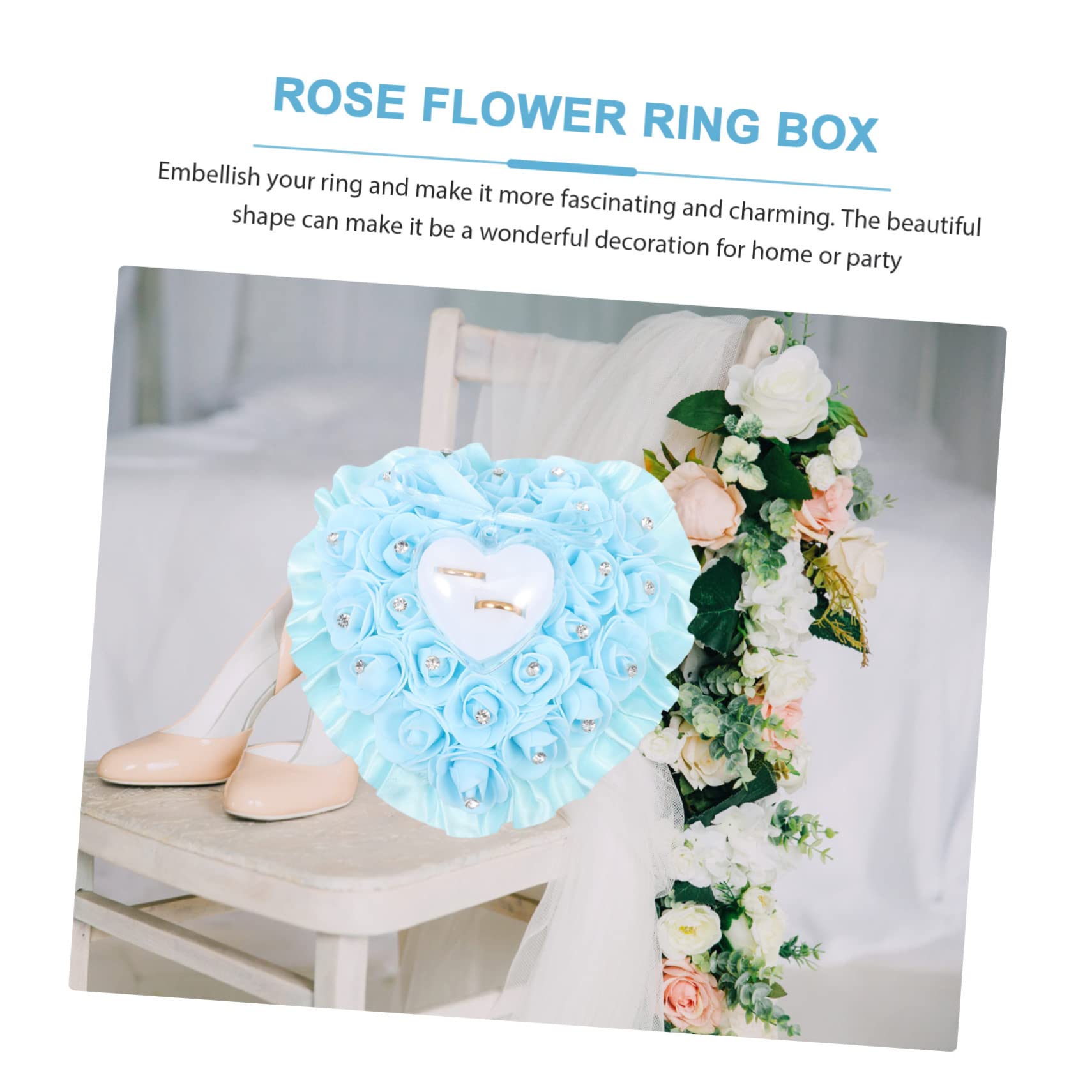 VOSAREA 4pezzi Scatola Per Anelli Con Cuscino Rosa Per Matrimonio Design Elegante e Romantico Accessorio Decorativo Per Cerimonie Nuziali e Decorazioni Di Casa Leggera e Portatile Protegge