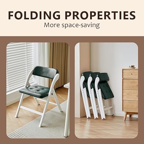 Miniatura 3 de Juego de 2 sillas plegables de madera, sillas plegables modernas con asientos acolchados, sillas de comedor plegables, sillas plegables acolchadas