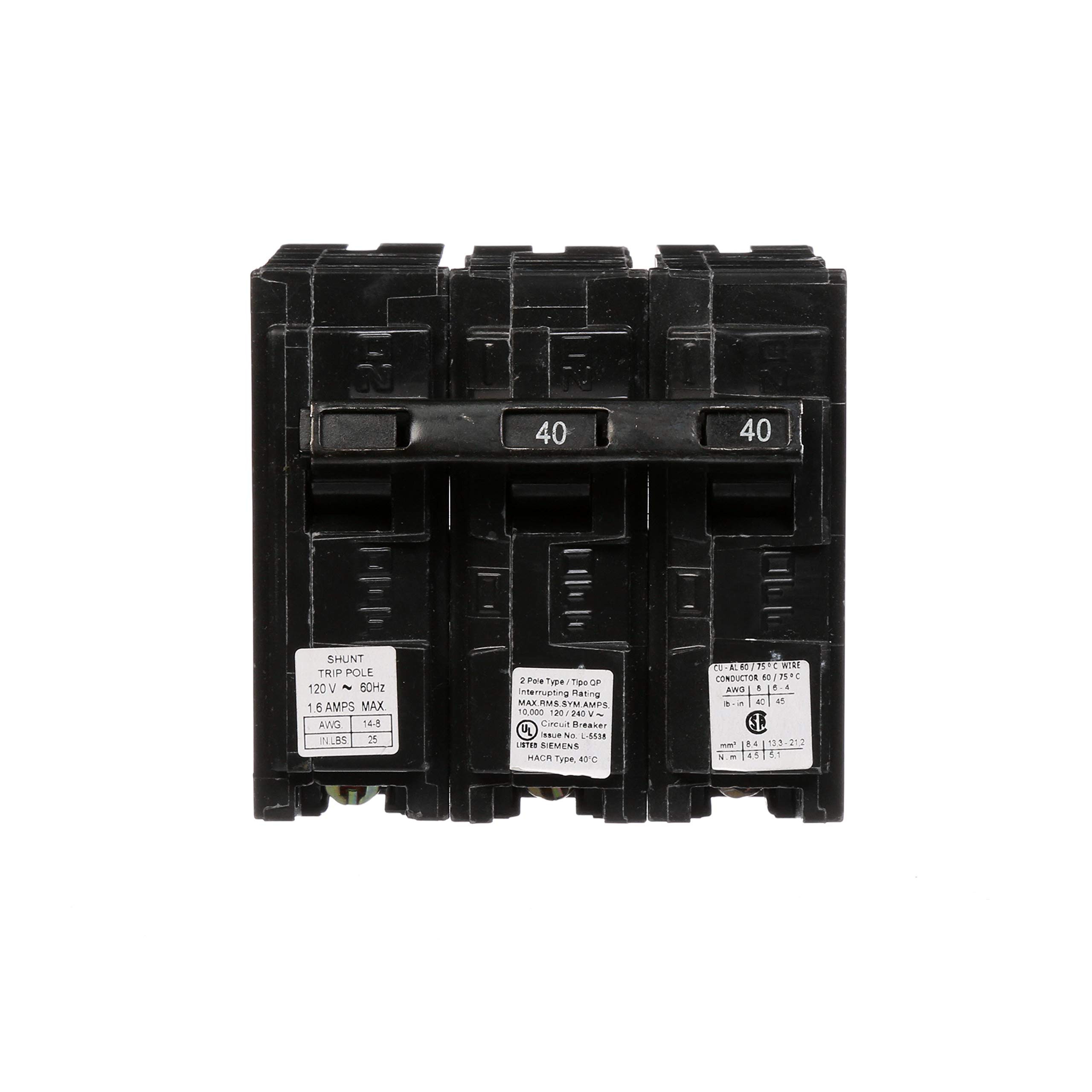 Siemens Q24000S01 120/240-Volt type MP-T 40-Amp Circuit Breaker with 120-Volt Shunt Trip Double pole - Image 2