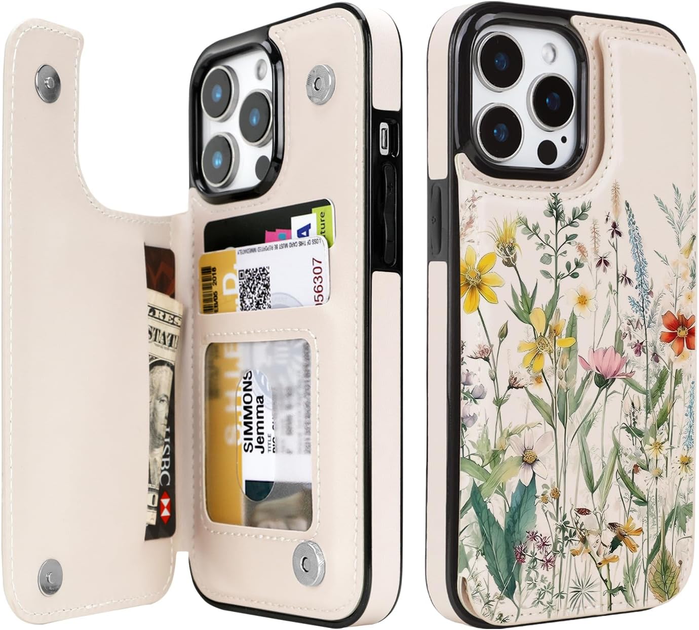 uCOLOR Flip Leather Wallet Case Card Holder for iPhone 12 Pro/12 Women and Girls with Card Holder Kickstand Marble Design Compatible with iPhone 12/iPhone 12 Pro 5G 6.1 inch (Desert Flowers)