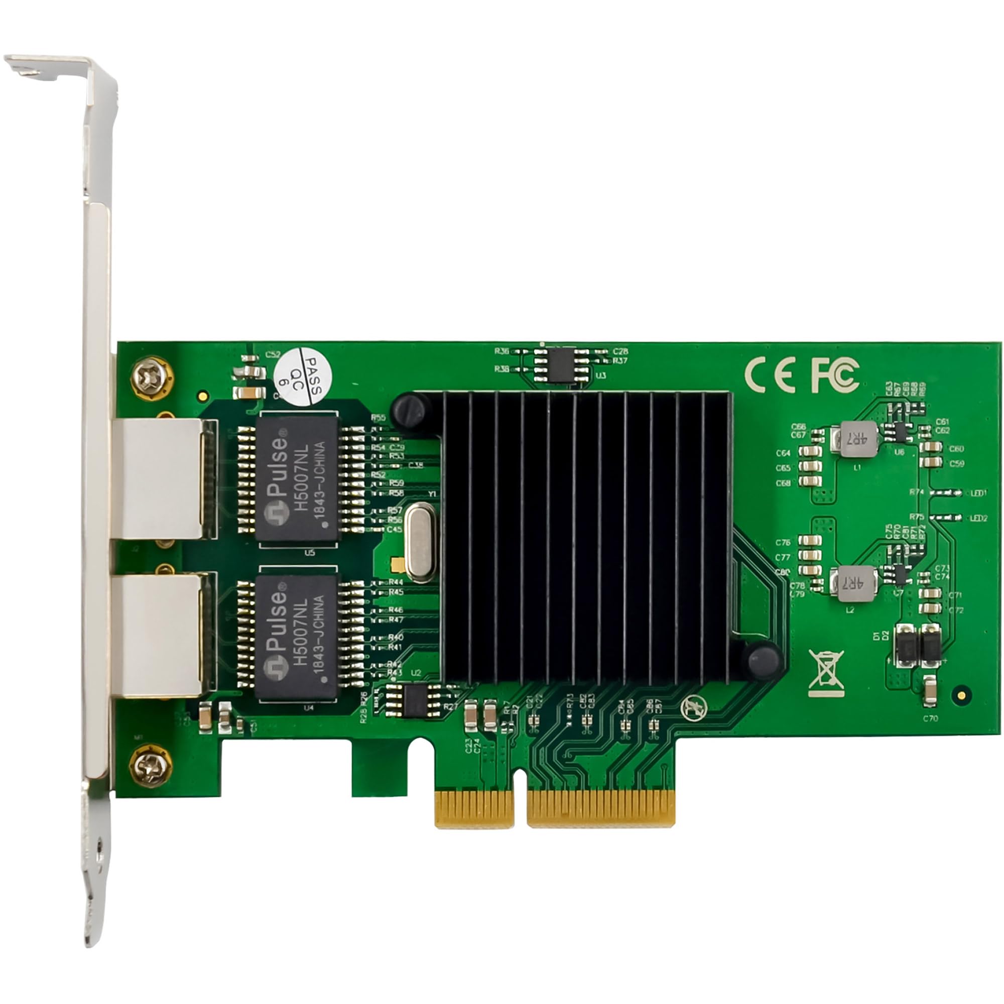 Inline Dual-Gigabit 51125B - Scheda di rete PCIe x4, Intel 82576EB, 2 x RJ45 1 Gb/s, VLAN, Jumbo Frames, slot low Profile