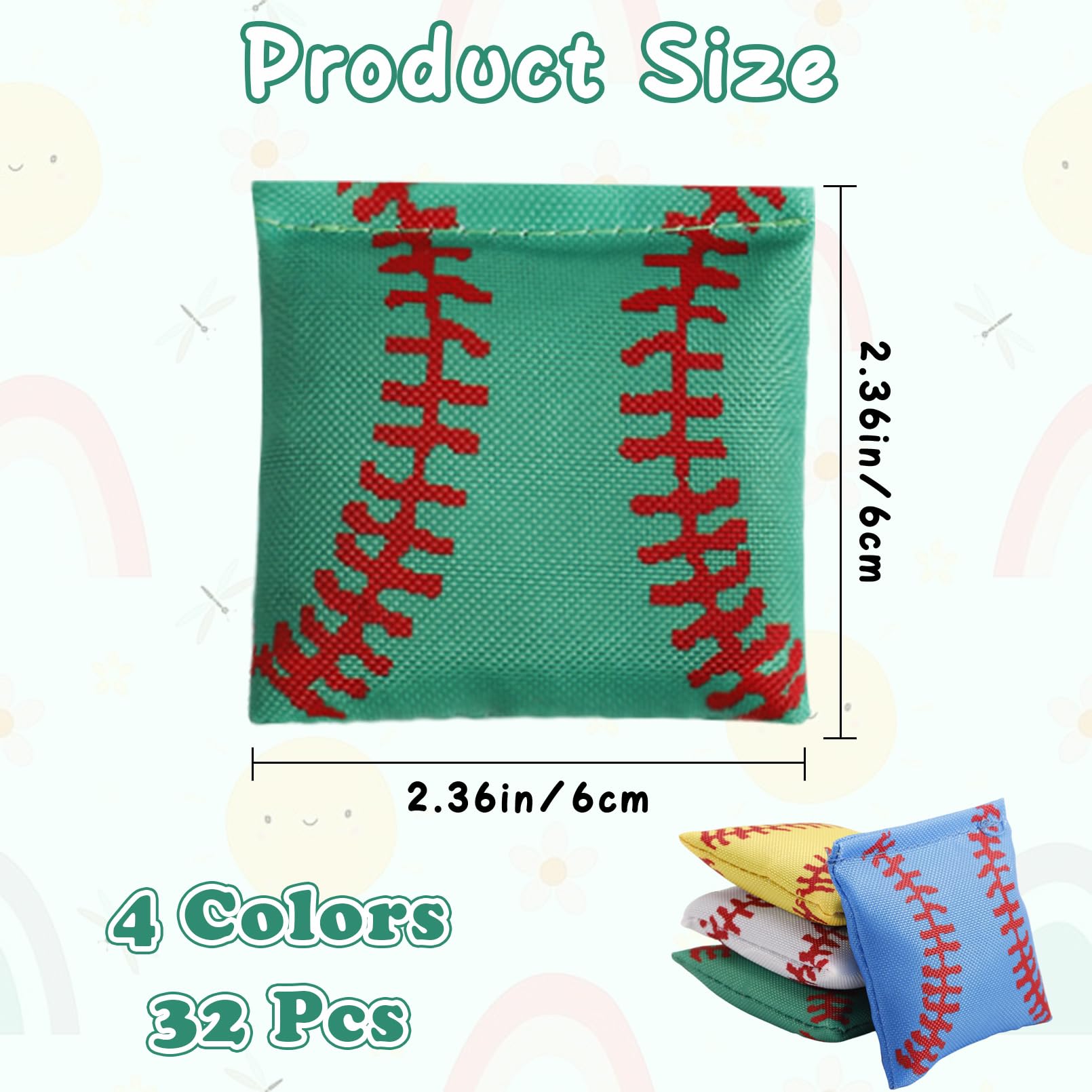 Dyrfolm 32 Pack Bean Bags,Small Bean Bags for Kids,Mini Colorful Cornhole Bean Bags,Small Bean Bags for Kids Tossing Game,Children Family Adults Outdoor Yard Games, 2.36 x 2.36 Inch