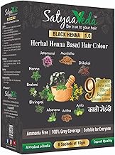 SatyaaVeda Natural Black Herbal Hair Colour-Ammonia-Free Color, 9 Ayurvedic Herbs | Amla, Reetha, Shikakai, Aloe Vera | Hair Dye for Women & Men I 60g