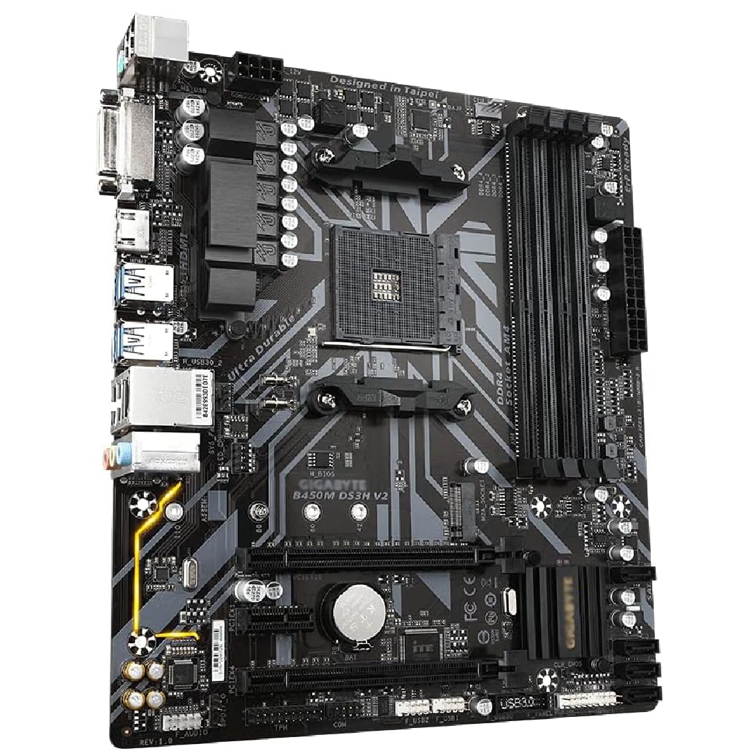 Placa-Mãe B450M DS3H V2 – AMD AM4 – Suporte Ryzen 1000/2000/3000
