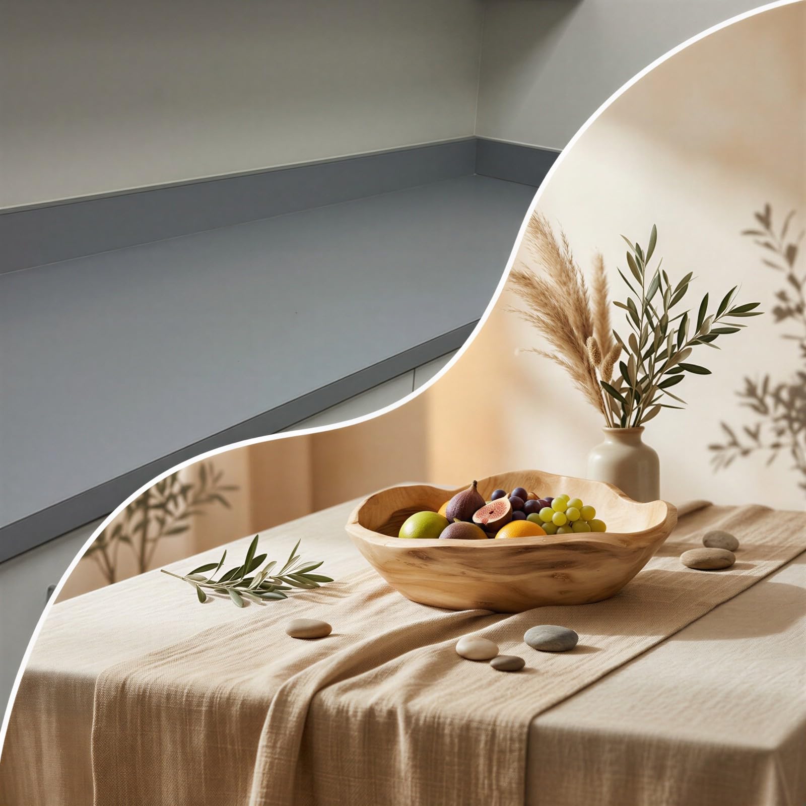 Generisch Wurzelholz-Servierschale, große 12–13 Zoll Holzschale für Obst, rustikale Dekoschale als Tischmittelpunkt, organische Salatschale, handgefertigtes Wohnaccessoire