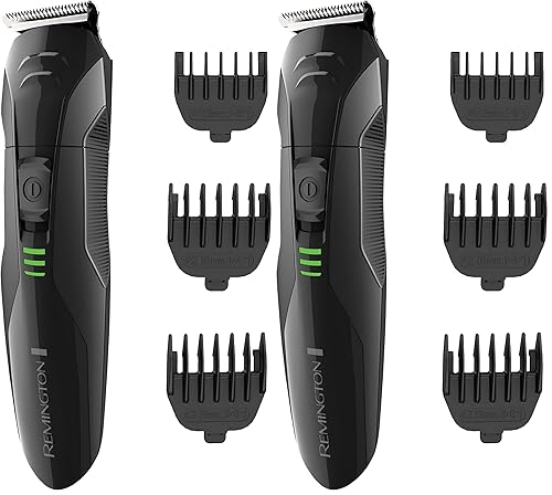 Remington PG6015A - Cortadora de barba y rastrojos recargable, color negro (paquete de 2)