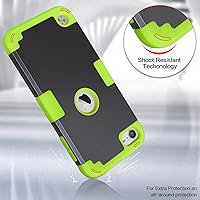 Vista 6 de IDweel Funda rígida para iPod Touch con 2 protectores de pantalla, 3 en 1, funda rígida de policarbonato + silicona a prueba de golpes para niños