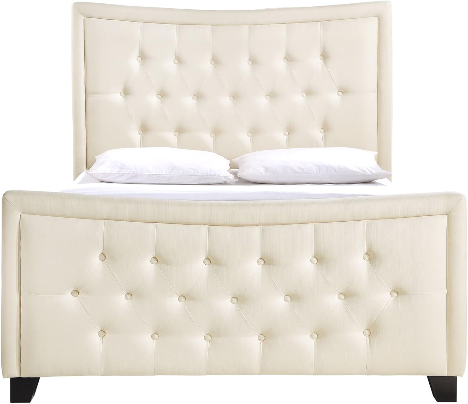 Modway Claire Tufted Fabric Upholstered Sleigh Platform Bed in Ivory