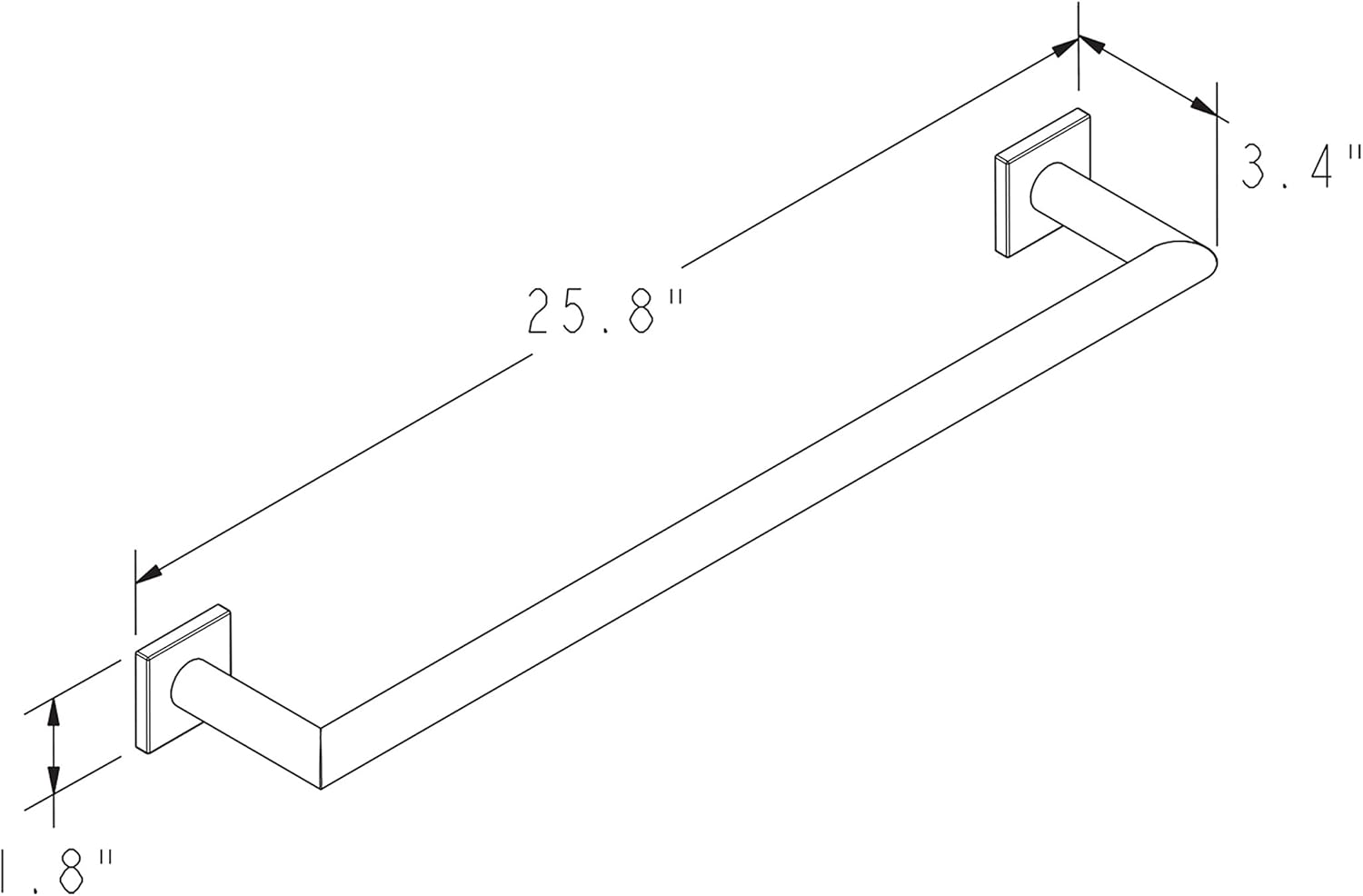 Dimensional drawing of Ginger Dyad 24 Inch Towel Bar