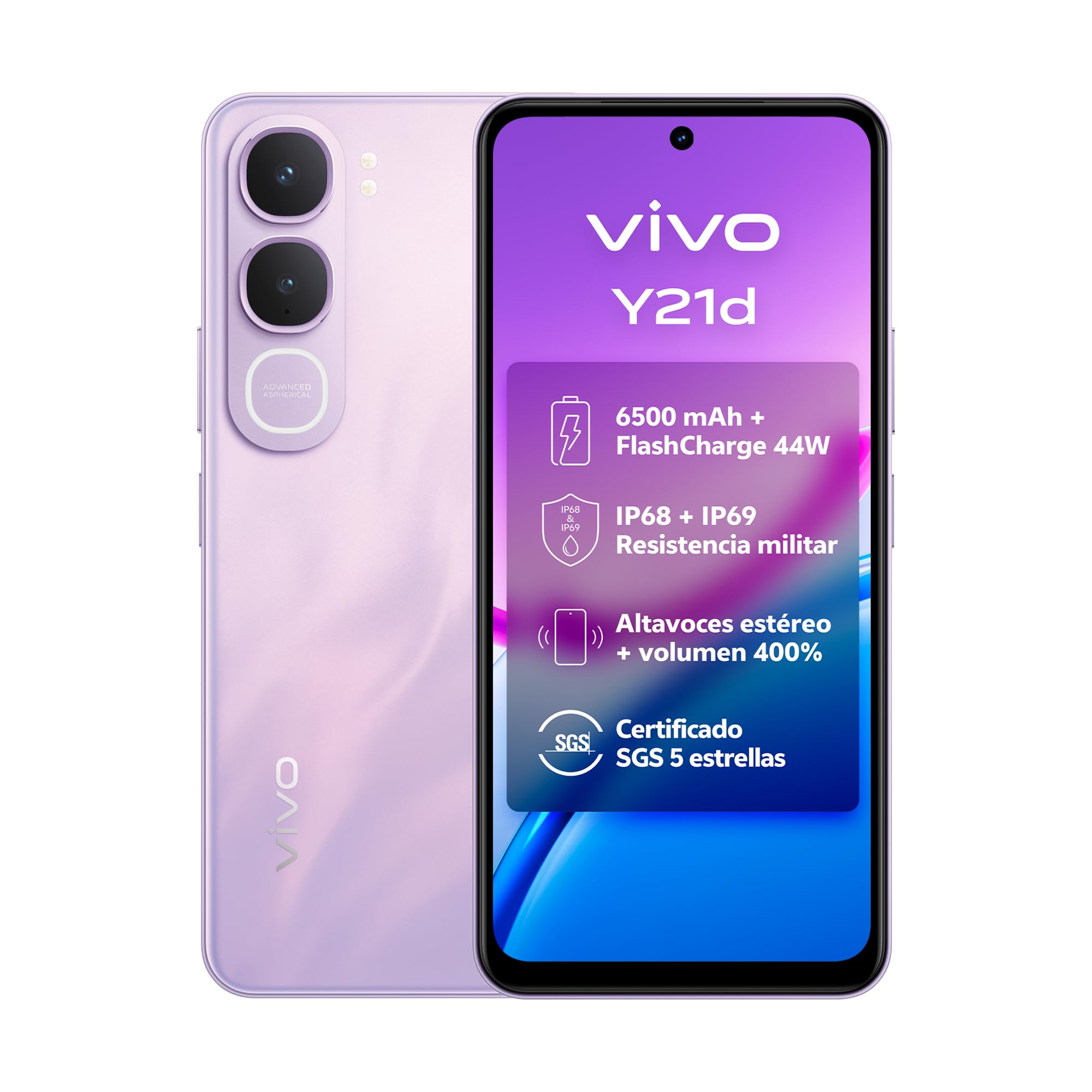 Smartphone Vivo Y21D 4GB/ 128GB/ 6.68"/ Púrpura
