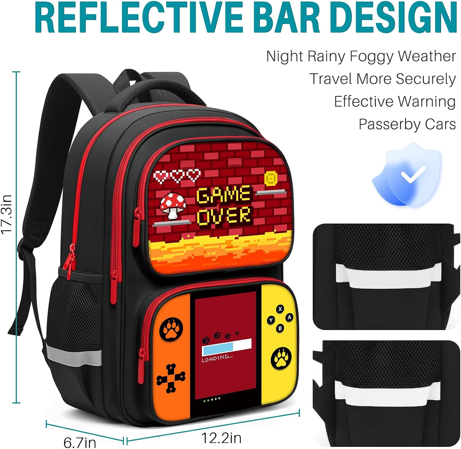 Kids Backpack for Boys, 17″ Students Bookbag Ages 6-18 for Teens School image 2