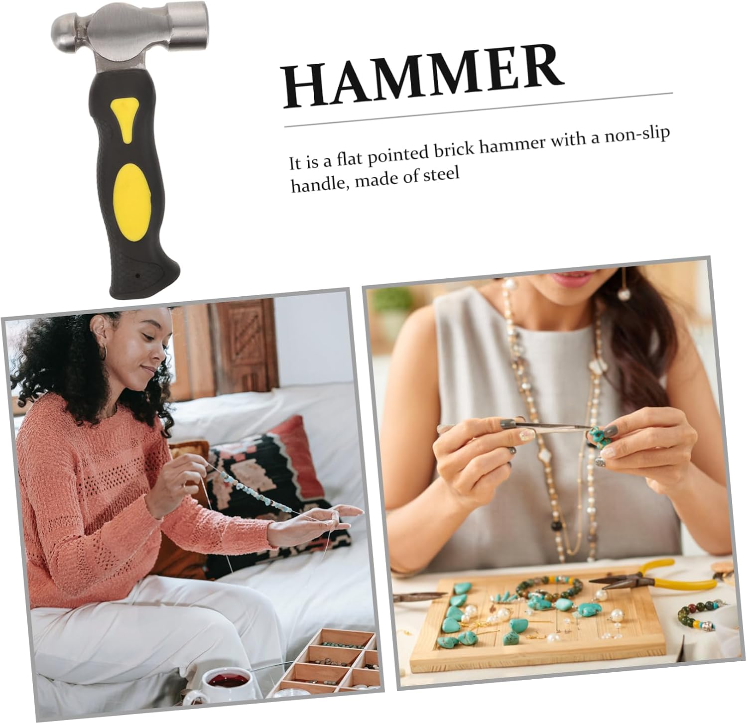 JEWEDECO Mini Jewelry Stamping Hammer Non-Skid Handle for Easy Metal Forming for Crafting and Instrument Maintenance Compact Design for Jewelry Making