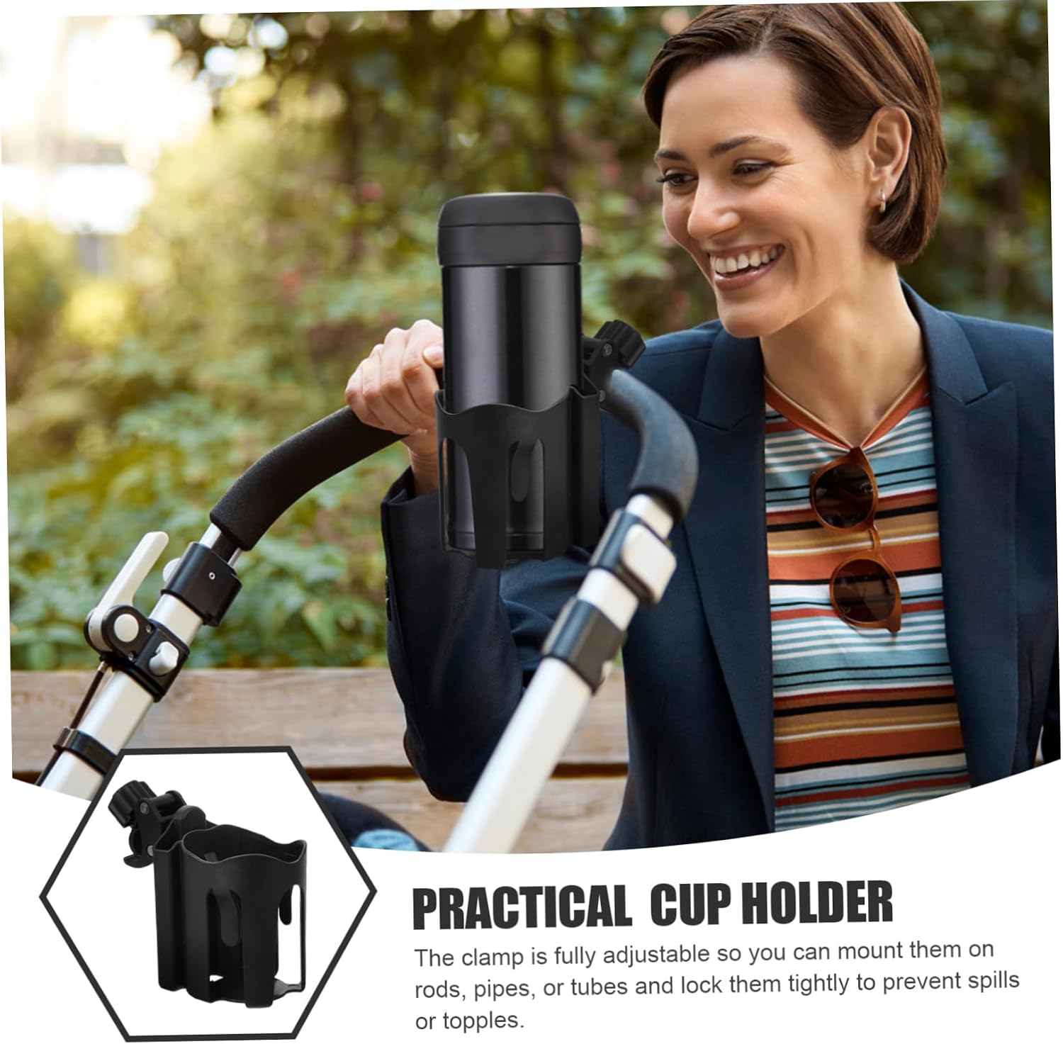 Elderly Walker Cup Holder for Wheelchair Stroller Accessory for Bottles Drinks Sturdy Material Fit for Mobility Scooters Rollators