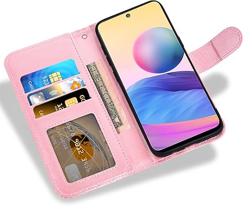 Miniatura 4 de Asuwish Funda de teléfono para Xiaomi Redmi Note 10 5G con protector de pantalla de vidrio templado y cubierta de billetera de encaje Soporte para