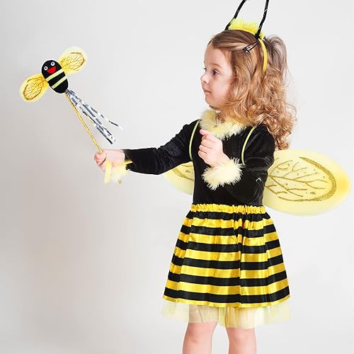 Miniatura 6 de Neer Accesorios de disfraces de Halloween de abeja para niñas y niños incluyen disfraz de falda tutú, falda de abeja, antena de hada, diadema y ala
