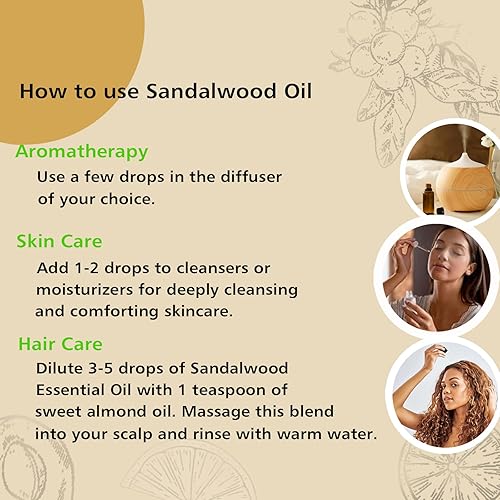Miniatura 5 de Aceite esencial de sándalo, aceite aromático de fragancia para el hogar, perfume, difusor, piel, cabello, roll-on - 1.0 fl oz