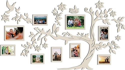 Miniatura 13 de JustLikeWood Decoración grande para el hogar, árbol genealógico de madera con marco, decoración estándar para salas de casa, calcomanías de pared