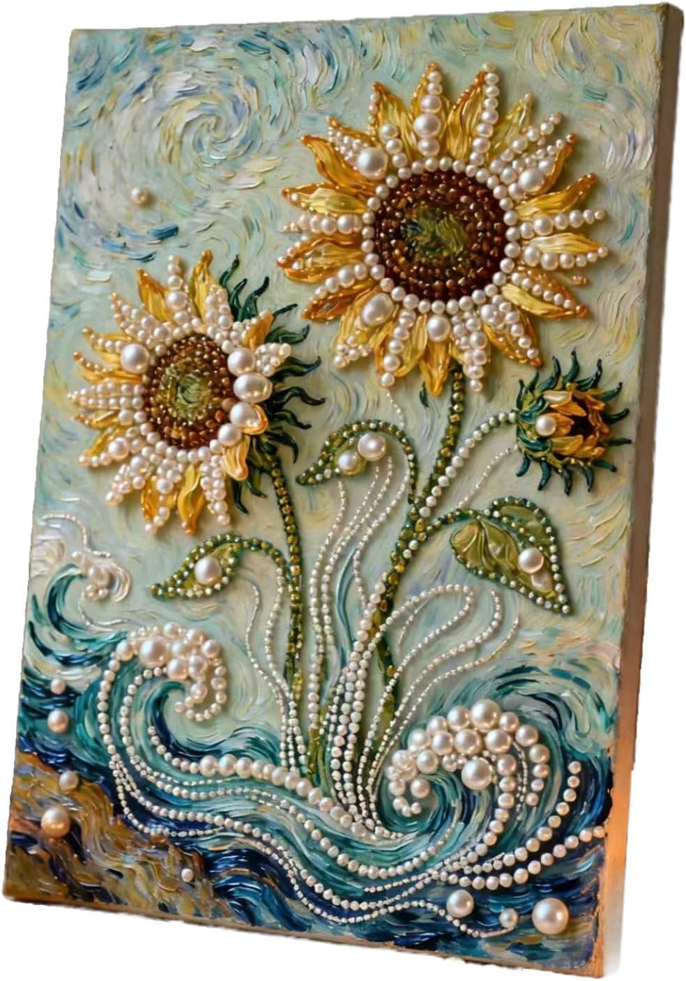 DIY Pearl Painting Kit – Creative Handmade Christmas Tree Wall Art, Elegant Beaded Craft Gift for Girlfriend, Friends, and Holiday Home Decoration, DIY Kit (Yellow Flower)