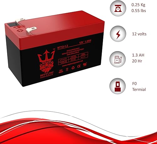 Miniatura 8 de Neptune - Batería SLA de repuesto para Ultratech Power Products original UT1213 12 V 1,3 Ah