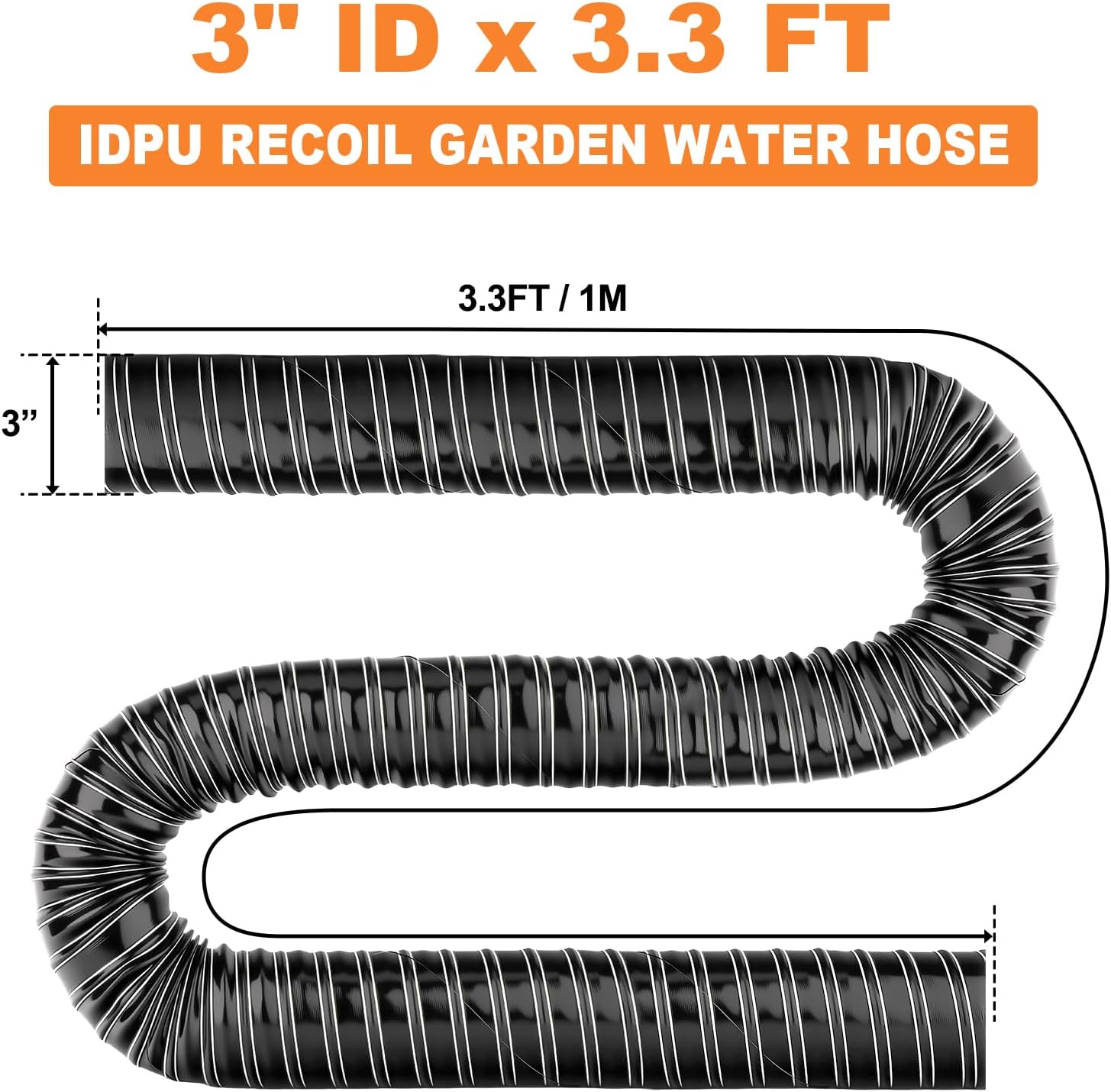 GASHER 3.3ft Length 3 inch Intake Hose Automotive Air Duct Hose, Silicone Flexible Cooling Ducting for Air System