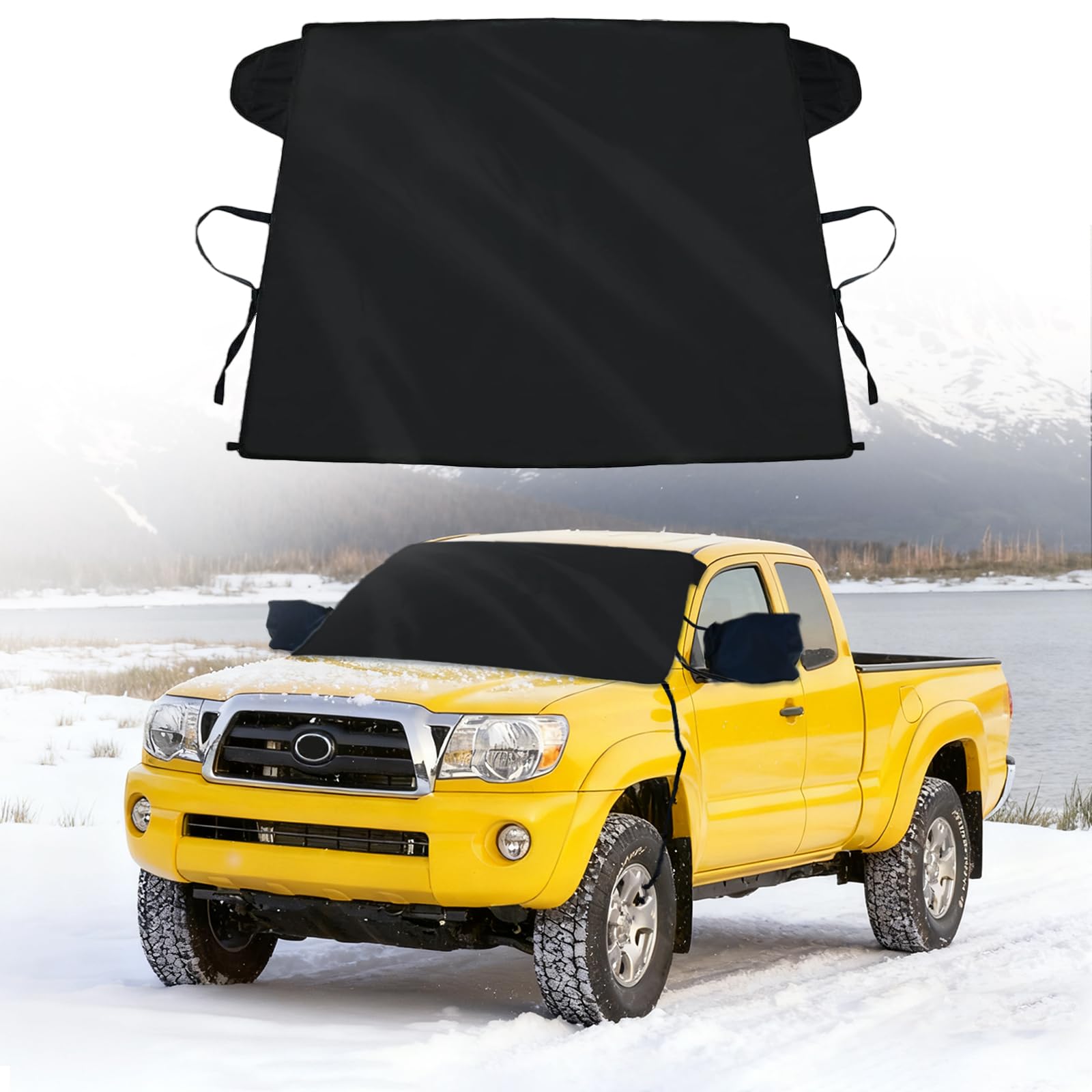 Windshield Cover for Ice and Snow for Toyota Tacoma 2016-2023 2024 2025 2026 Enhanced Waterproof 600D Oxford Fabric Windshield Frost Cover for Trucks,Heat Sag-Proof Protector with Rear Mirror Cover