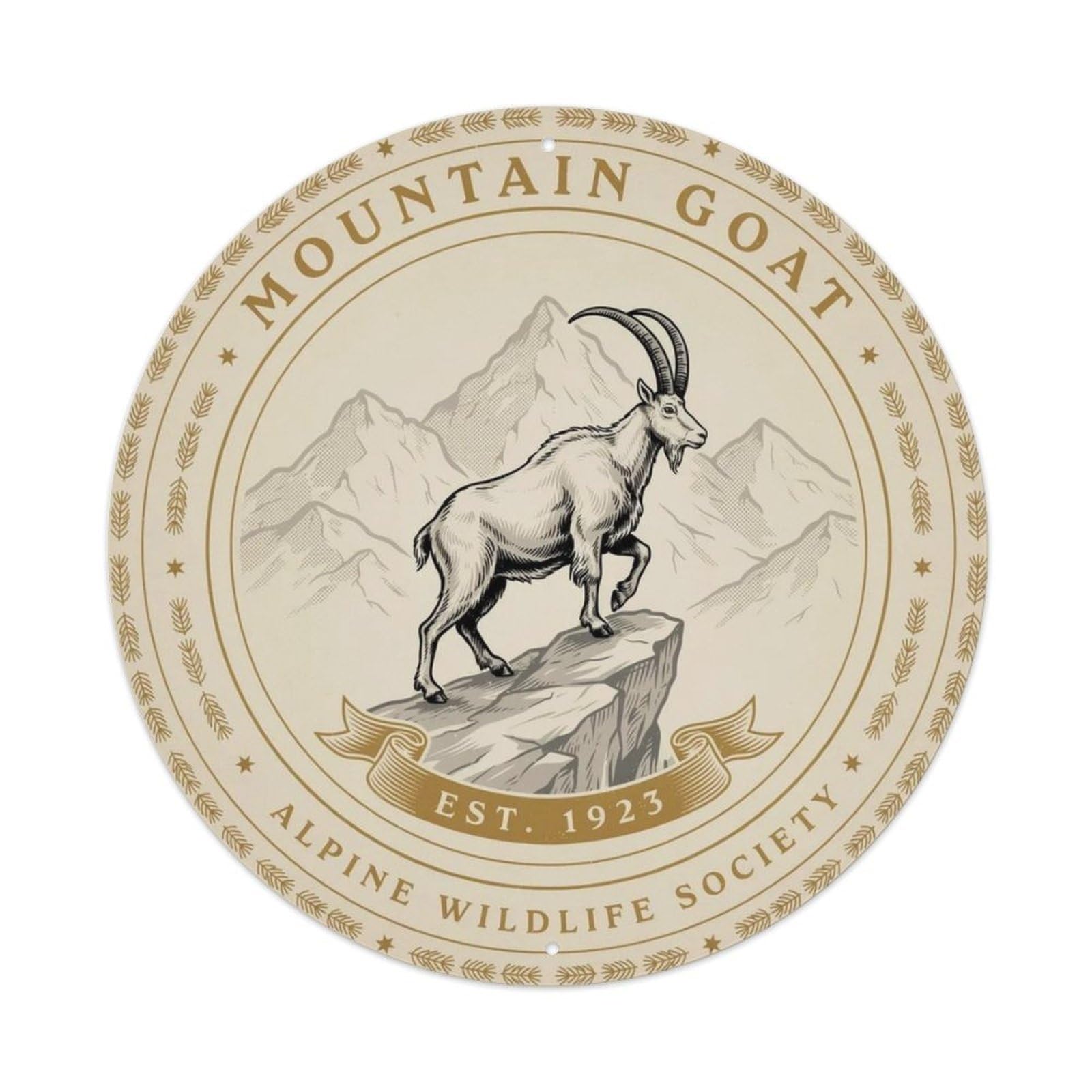 Vintage Mountain Goat Metal Tin Sign Plaque