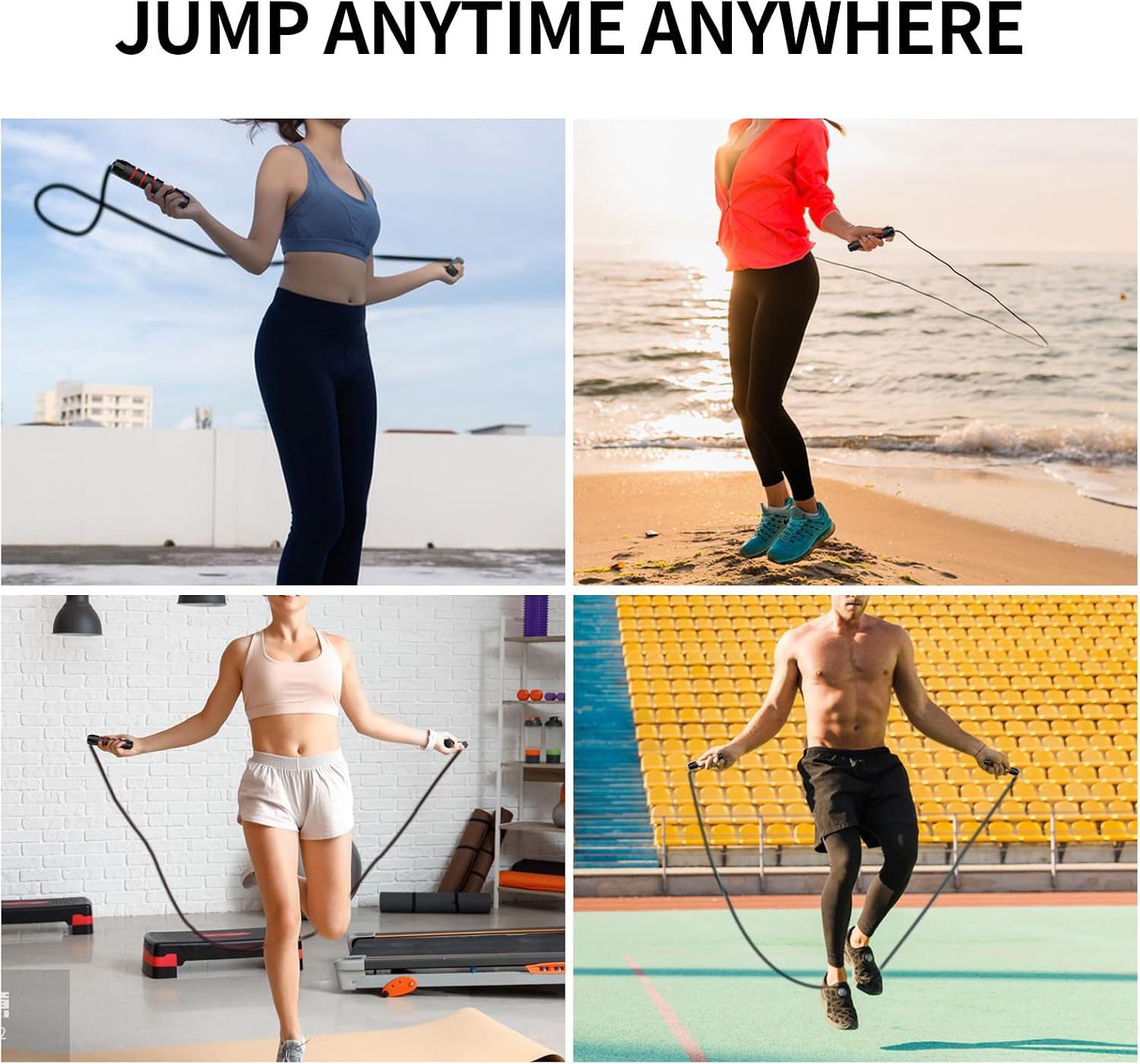 Corda de pular, cordas de pular para fitness, corda de pular para homens e mulheres, corda de pular com rolamentos de esferas, cordas de salto ajustáveis, corda de salto de velocidade rápida sem