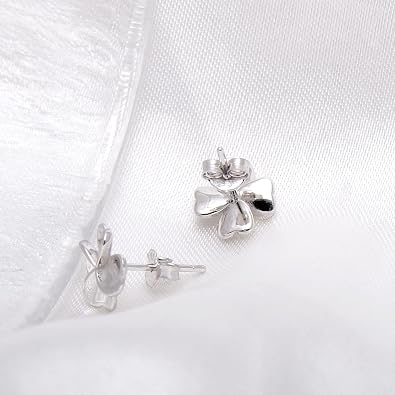 925 Sterling Silver Tiny Clover Flower Studs Earrings for Women