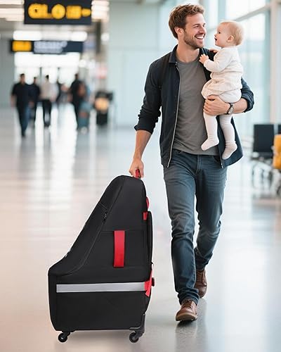 Miniatura 2 de MCBD Bolsa de viaje para asiento de automóvil para avión con ruedas, mochila acolchada para asiento de bebé para portón de aeropuerto, se adapta a
