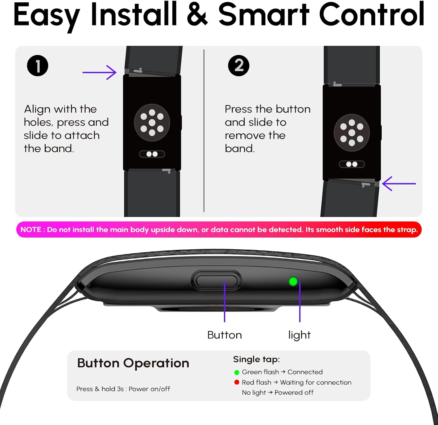 Fitness Smart Bracelet,24/7 Sleep & Health Tracker,170+ Sport Modes | Heart Rate, SpO2, Stress, Step & Calorie Tracker, 30 Days Battery, IP68 Waterproof, Screenless, Smart Wristband, Free App 10 71eEHR2jQmL. AC SL1500