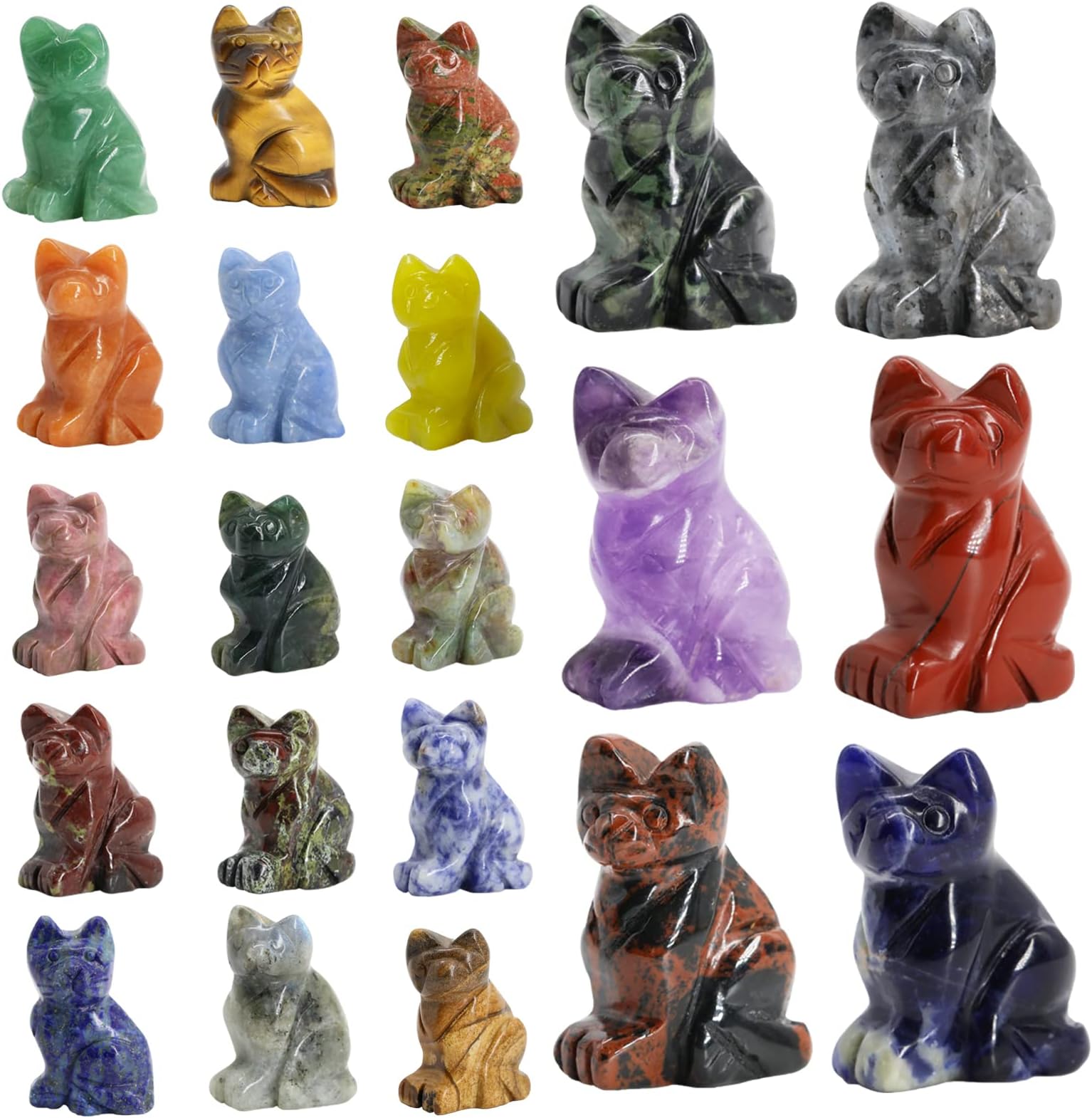 Gemstone Cat Figurine Mix 6PCS