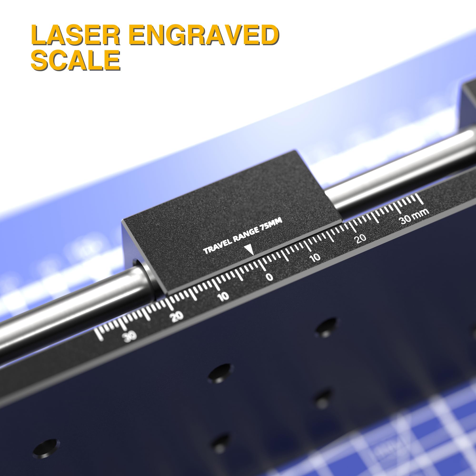 Manual Linear Stage 75mm Sliding Table Linear Rail Guide Aluminium Alloy Slide Stage with Ruler and Base, Manual Translation Displacement Station — Amazon image 4