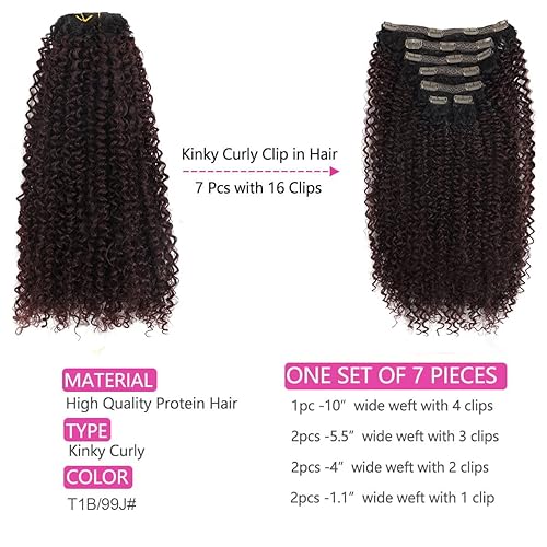 Miniatura 3 de BHF Extensión de cabello sintético rizado tipo afro de 26 pulgadas, doble trama de cabeza completa, fibra resistente al calor, fibra resistente al