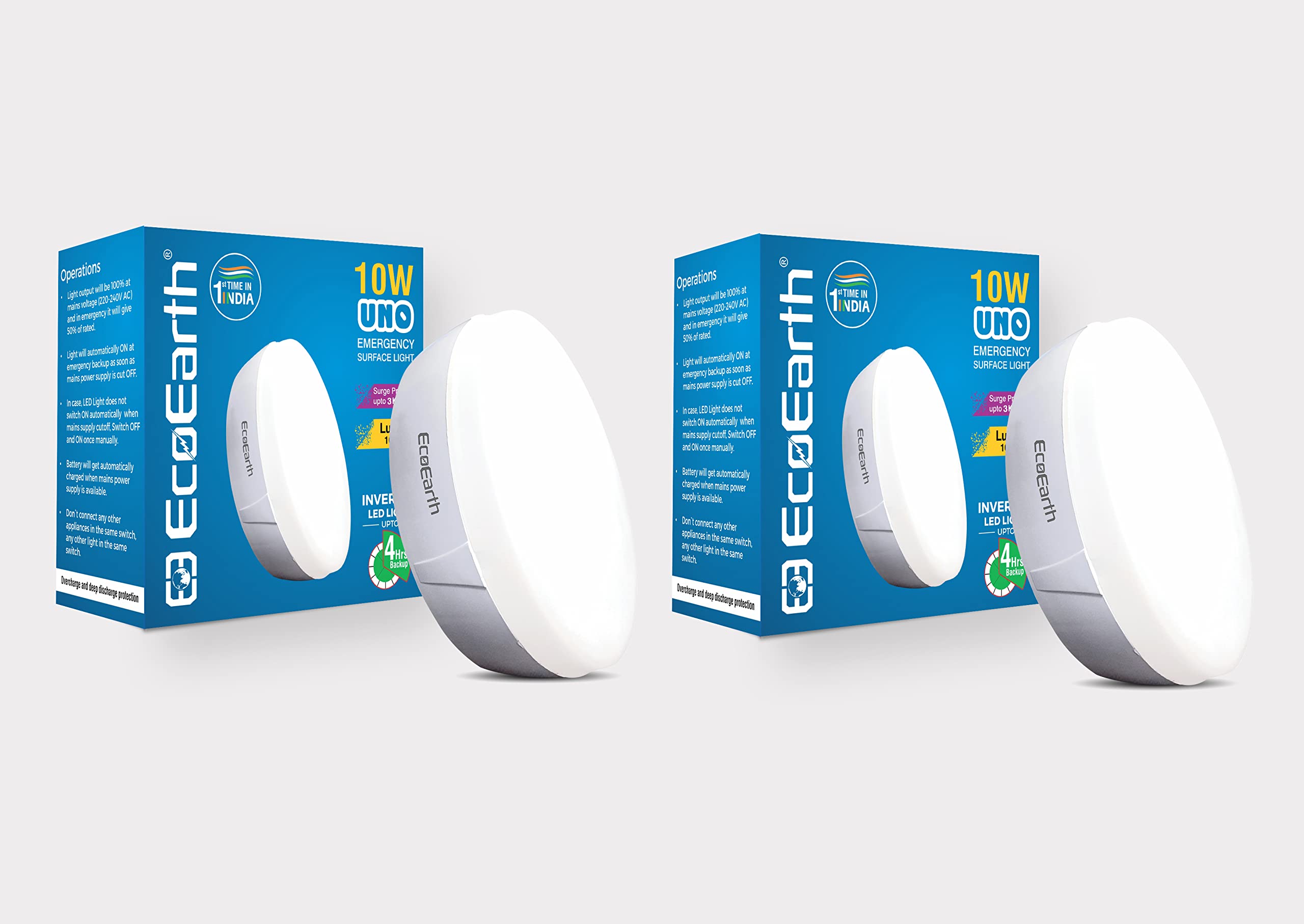 EcoEarth Uno 10W Rechargeable Emergency Inverter LED Surface Downlight Cool Day Light 6500K, Pack of 2 (B09T3L4ZVC) Amazon Price History, Amazon Price Tracker