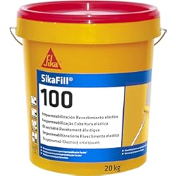 Revestimiento Anti Humedad SikaFill 100, Rojo Teja, Revestimiento elástico para impermeabilización de cubiertas visitables, protección de paredes medianeras y puenteo de fisuras, 20kg