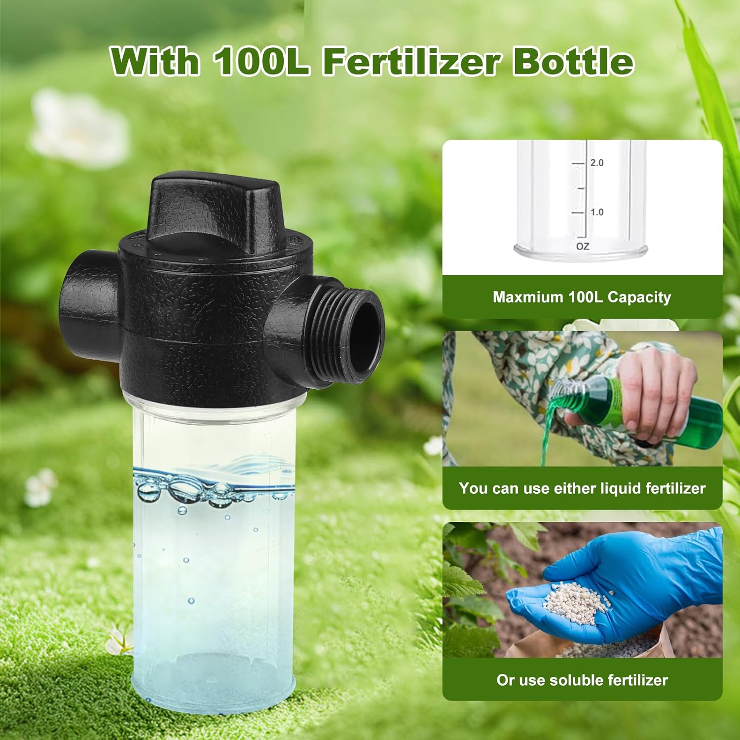 Deep Root Watering Tool for Trees & Plants, Tree Watering Spike, Stainless Steel Root Feeder with Fertilizer Bottle for Tree Watering Irrigation System with Brass Valve, T-Handle
