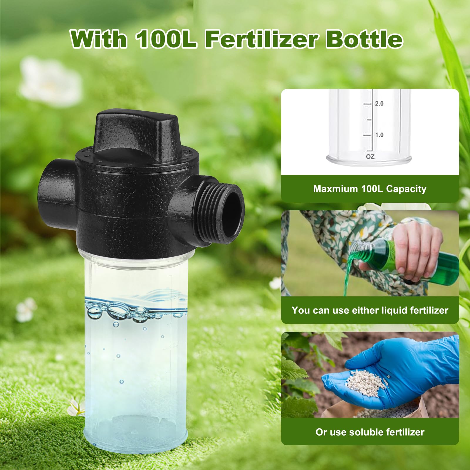 Wurzelgießer mit Dünger Flasche, 81cm Edelstahl Pflanzen Bewässerungshilfe, Wurzelbewässerung mit T-Griff & Ventil für Garten, Bauernhof, Wassersparendes Gießsystem, Gießstab für Wurzel