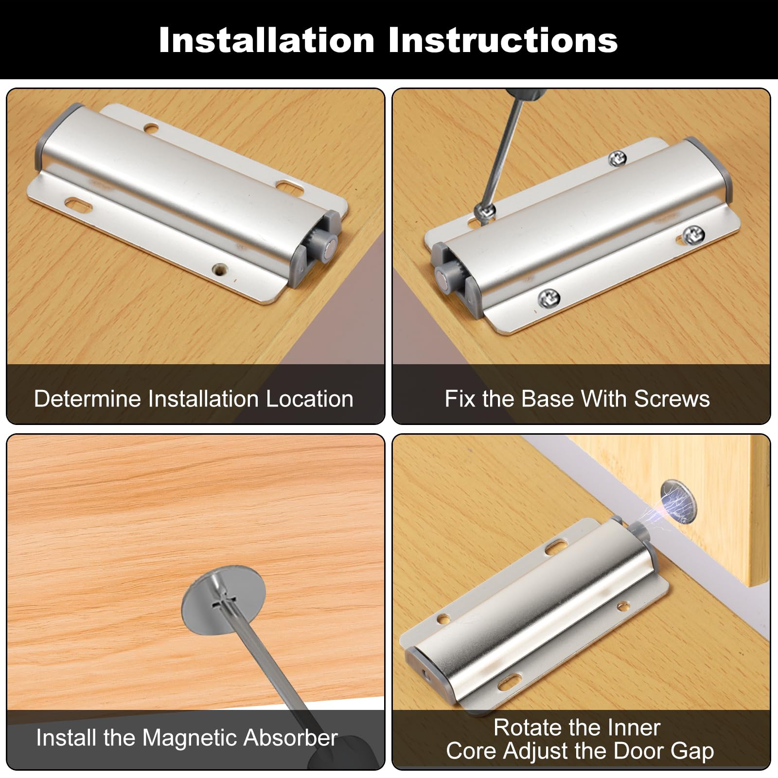 Loquets à Pousser Magnétiques Pour Portes D'armoires, Loquet Tactile Avec Aimant Pour Meubles De