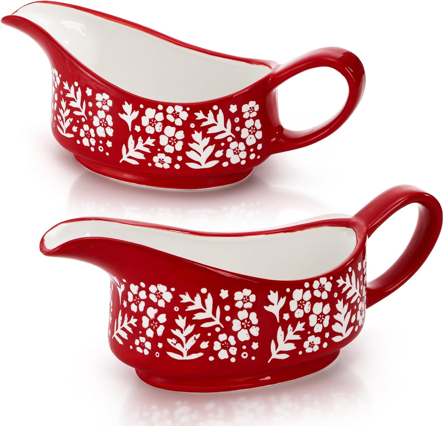 ZOOFOX 2-Pack 17oz Ceramic Gravy Boats with Easy-Pour Spout & Handle - Microwave/Dishwasher Safe for Sauces, Gravy, Thanksgiving