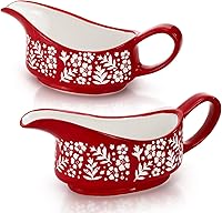 ZOOFOX 2-Pack 17oz Ceramic Gravy Boats with Easy-Pour Spout & Handle - Microwave/Dishwasher Safe for Sauces, Gravy, Thanksgiving