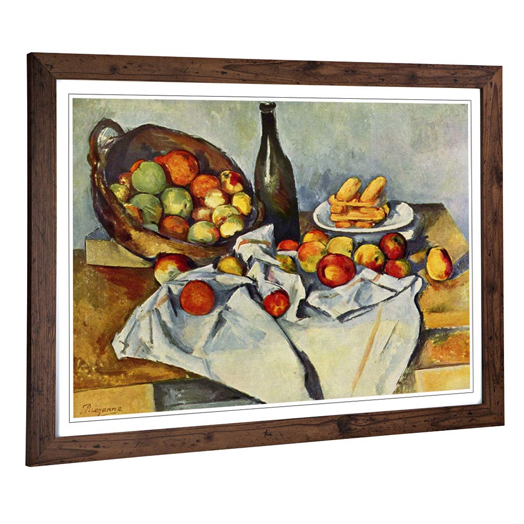 Big Box Art Framed Print of Paul Cezanne Still Life (10) Design | Wall Art Picture | Home Decor for Kitchen, Living, Dining Room, Bedroom, Hallway, Office, Walnut, A2 / 24.5x18 Inch / 62x45cm