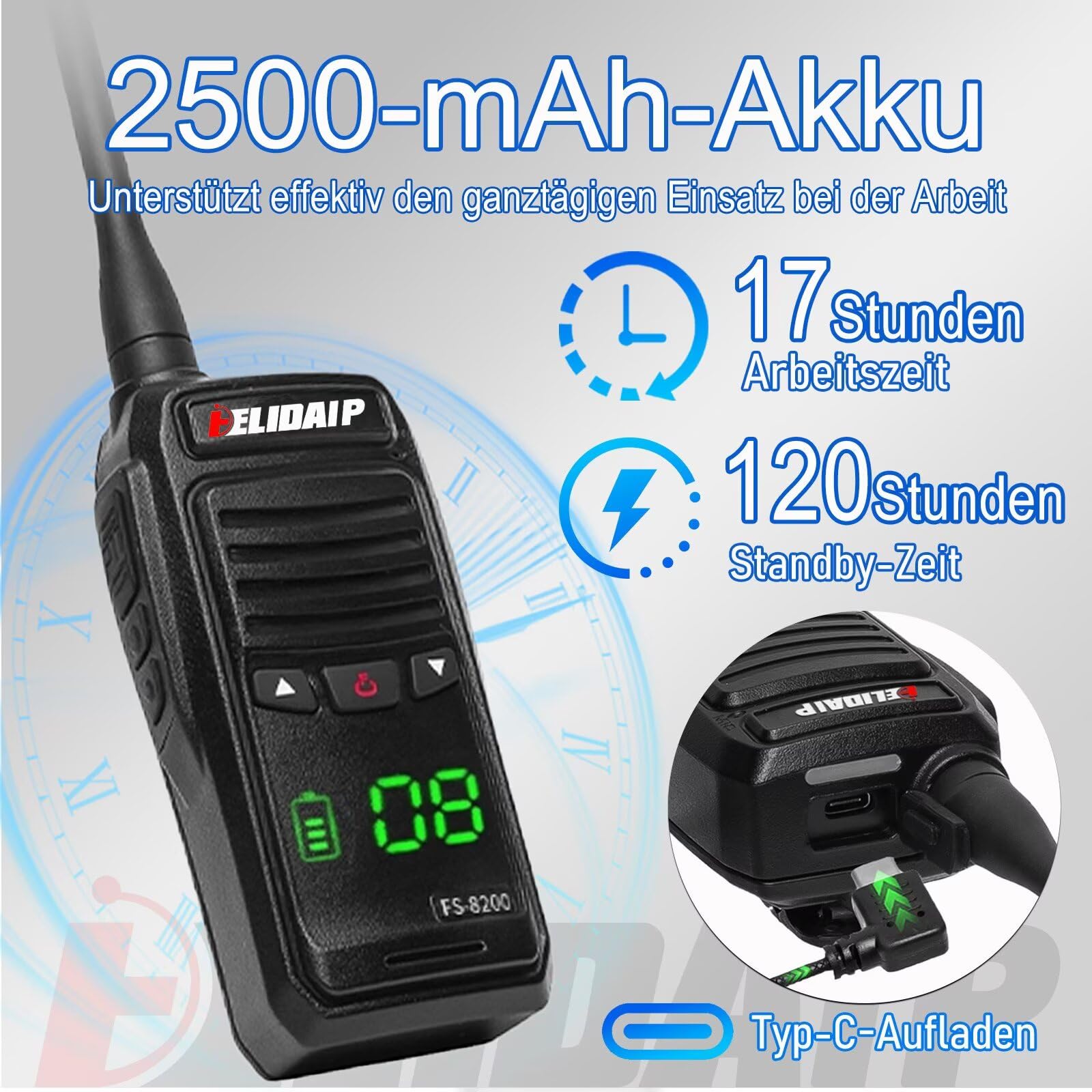 FS-8200 VHF Funkgerät IP68 Wasserdicht Walkie Talkie Schwimmende | 2500mAh Wiederaufladbar USB-C, 128 Kanäle, 5W Handfunkgerät für Bootfahren Angeln Kajakfahren Outdoor(Schwarz, 1 Stück)