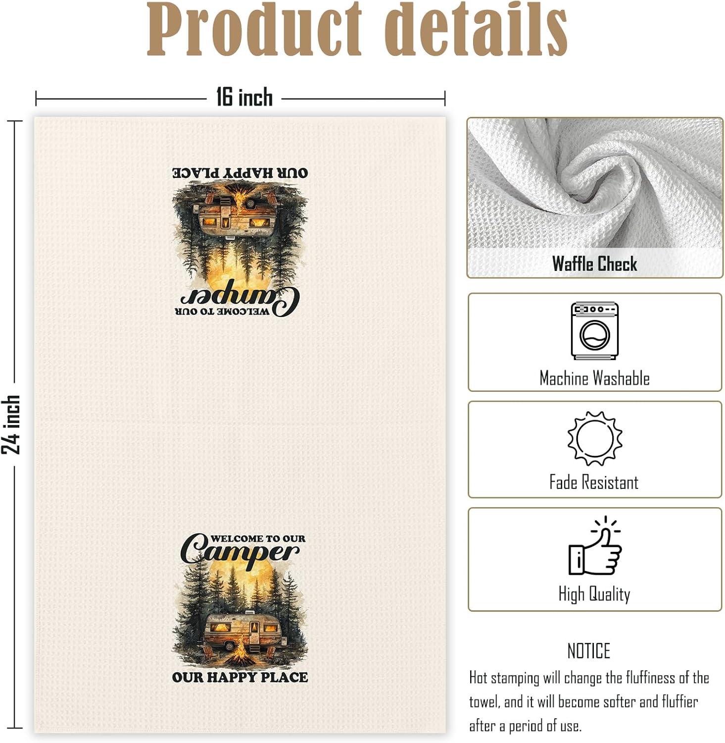 Camper Kitchen Towels, Camping Bathroom Hand Towel, “Welcome to Our Campers”, Camper Camping Gifts for Women Men - Image 7